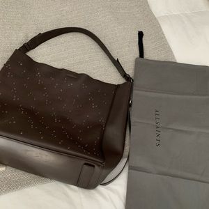 AllSaints Burgundy Tote Bag